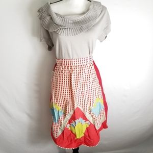 Vintage Red Floral‎ Apron with Pockets